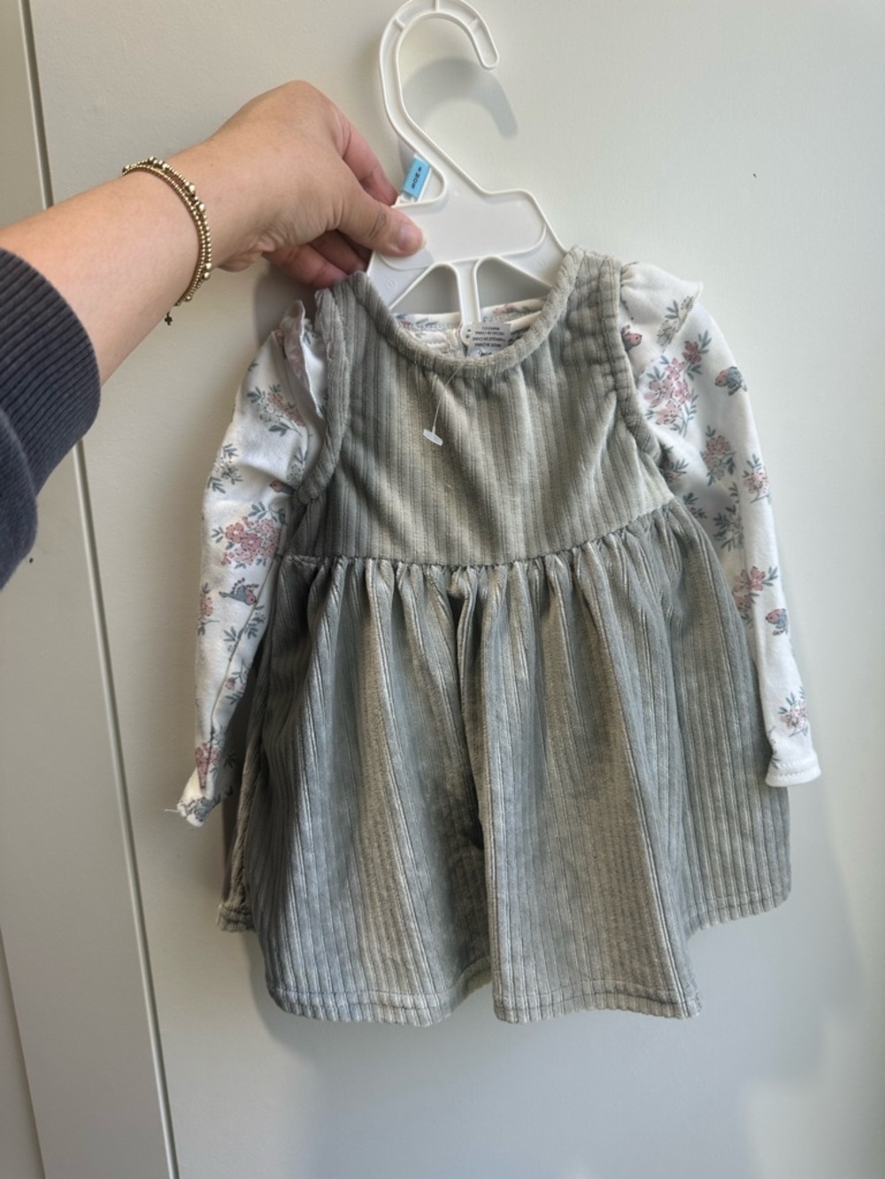 Baby Essentials Corduroy Dress with Floral Long-Sleeve Top - Picture 4 of 9